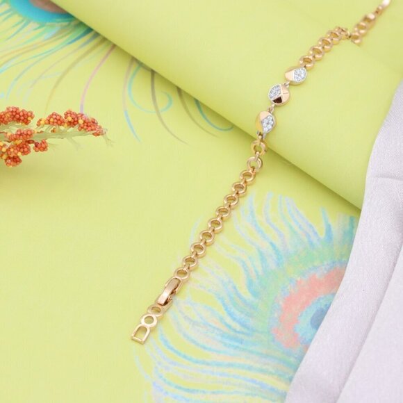 Rose Gold Designer Bracelet with Sparkling Half-Circle Charms, XPBL0703 - Picture 5 of 12